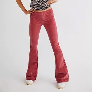 Free People Pull On Stretch Corduroy Flare‎ Soft Dusty Rose Sz 31